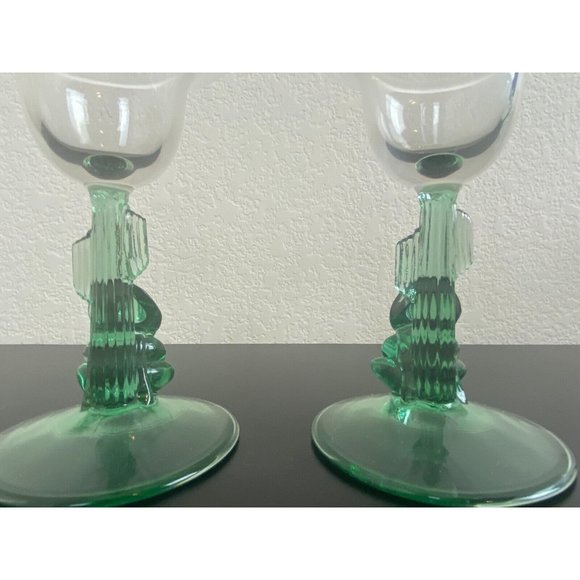 Siesta Cactus Margarita Glasses Green 7" Tall Set of 2 Cocktail Glasses Sombrero - Picture 5 of 8